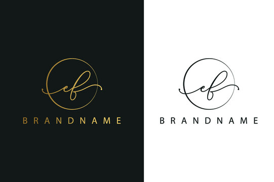 E F EF hand drawn logo of initial signature, fashion, jewelry, photography, boutique, script, wedding, floral and botanical creative vector logo template for any company or business.