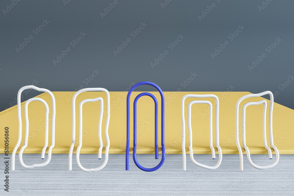 Poster abstract backdrop with book, clips, and gray mock up place. education and supplies concept. 3d rende