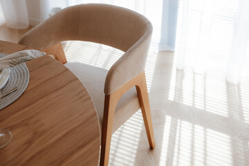 dining room of a modern country house, served table