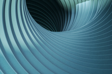 Creative blue swirl backdrop. Design and decor concept. 3D Rendering.