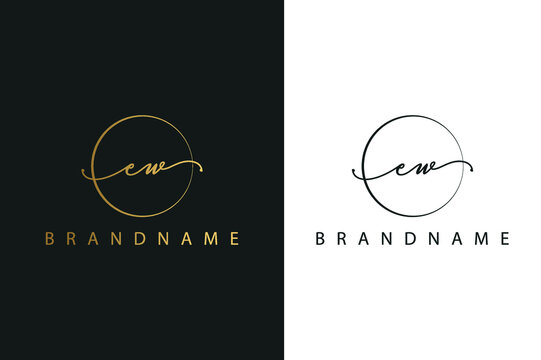 E W EW hand drawn logo of initial signature, fashion, jewelry, photography, boutique, script, wedding, floral and botanical creative vector logo template for any company or business.