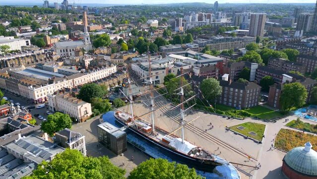 Aerial view over London Greenwich and Cutty Sark - travel photography