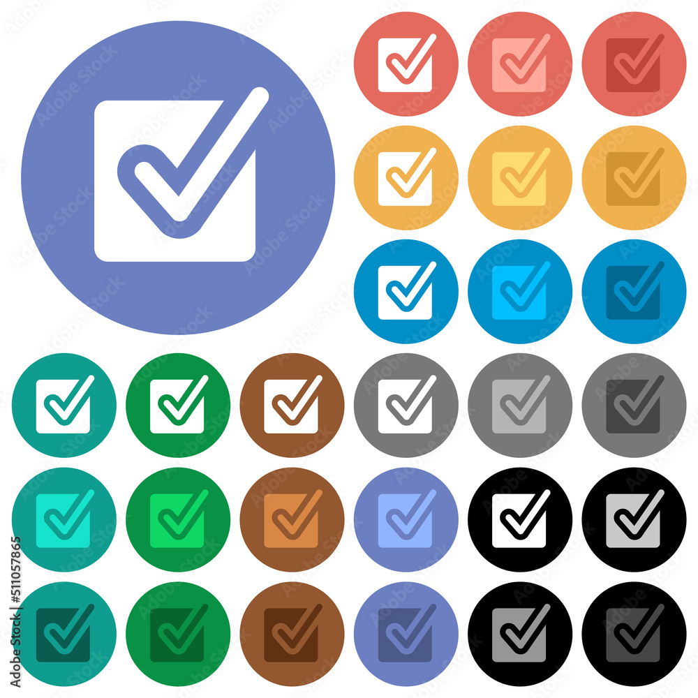Poster checked box solid round flat multi colored icons