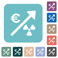 Rising nuclear energy european Euro prices rounded square flat icons