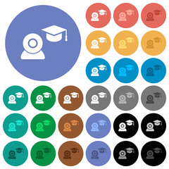 Distance learning round flat multi colored icons