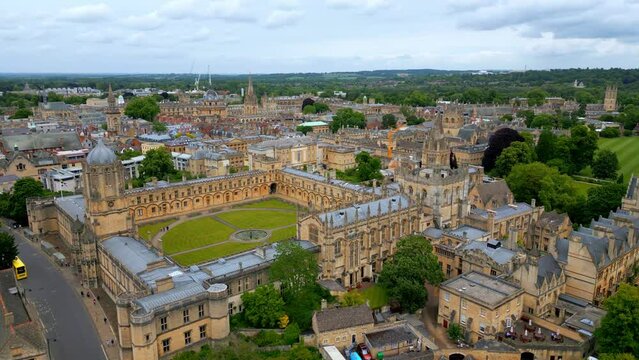 University of Oxford from above - Christ Church University aerial view - travel photography