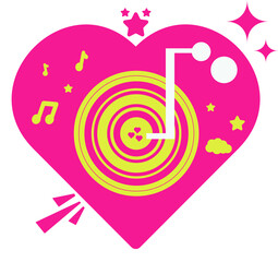 Red Love Heart Shape Graphic Icon Record Vector Element Symbol Sticker Art Illustration Design