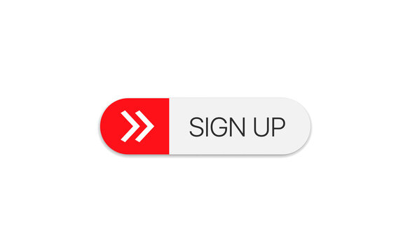 Sign up button for web and social networks isolated