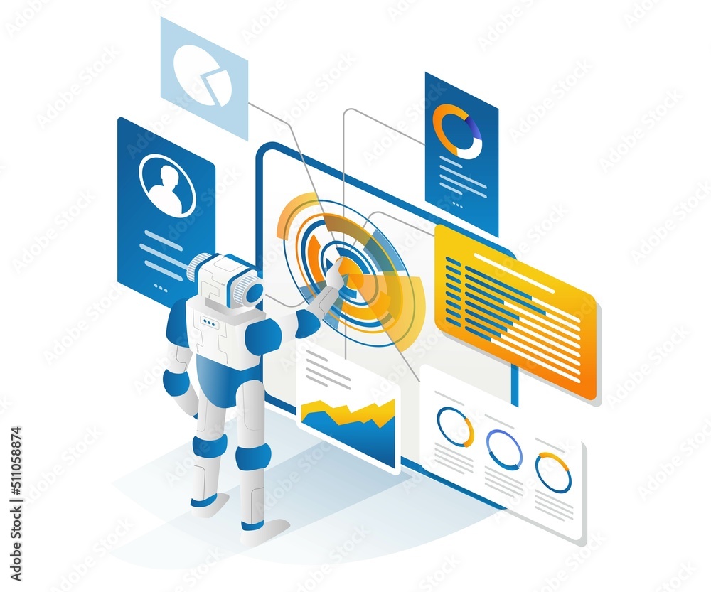 Aufkleber Cloud server business management data analysis robot