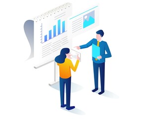 Couple talking about business