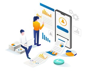 Couple doing business data analysis