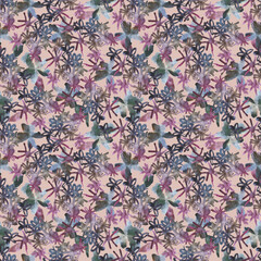 Hand painted watercolor floral background. Scribble. Seamless pattern. Design for fabric, wallpaper.