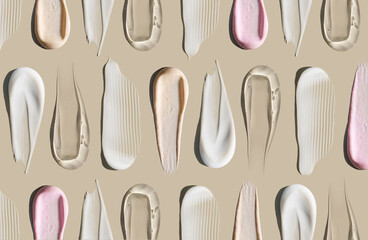 pattern cosmetic smears cream texture on pastel background