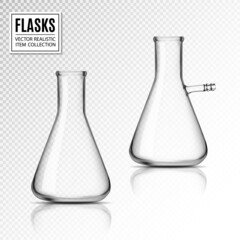 Realistic Glass Laboratory Equipment Set. Flasks Or Beakers. EPS10 Vector - 511061022