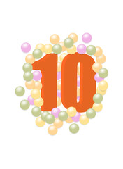 number ten in colored balls. Vector illustration.