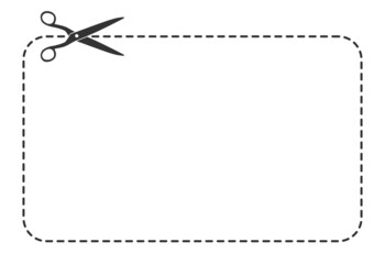 dashed cut out line with scissors, coupon border template vector illustration