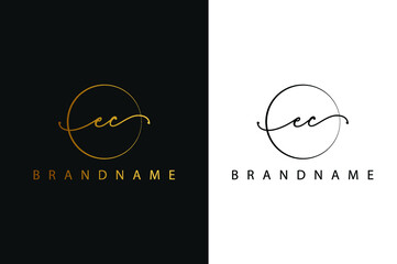 E C EC hand drawn logo of initial signature, fashion, jewelry, photography, boutique, script, wedding, floral and botanical creative vector logo template for any company or business.