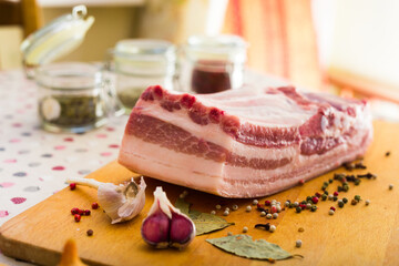 fresh piece of lard ready for salting