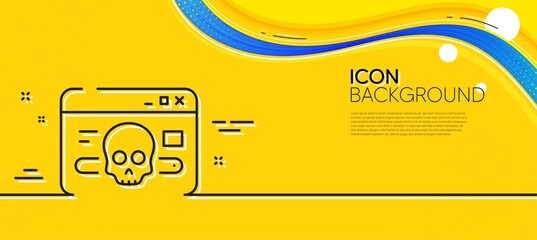 Naklejka na ściany i meble Cyber attack line icon. Abstract yellow background. Web protection sign. Internet website phishing symbol. Minimal cyber attack line icon. Wave banner concept. Vector