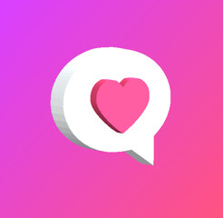 3D Icon pink heart love chat SVG