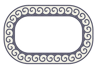 Ancient mosaic frame. Decorative antique stone ornament.