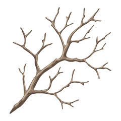 Illustration of dry bare branch. Decorative natural twig.