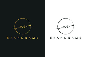 E E EE hand drawn logo of initial signature, fashion, jewelry, photography, boutique, script, wedding, floral and botanical creative vector logo template for any company or business.
