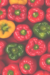 Fresh red, green, yellow bell pepper background.
