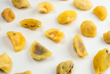 Dried passion fruit isolated on a white background.