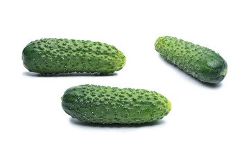 Fresh green cucomber isolated on white background.