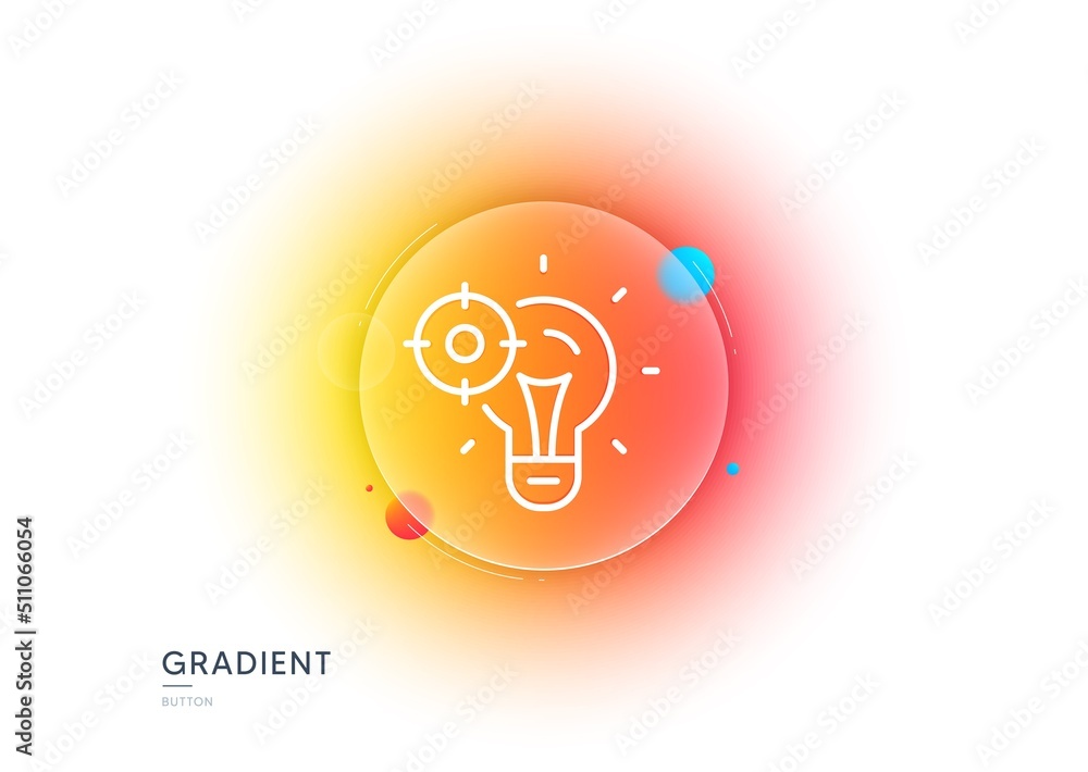 Poster seo idea line icon. gradient blur button with glassmorphism. web targeting sign. traffic management 