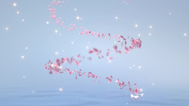 beautiful pink rose petals spiraling in star sky 3d rendered
