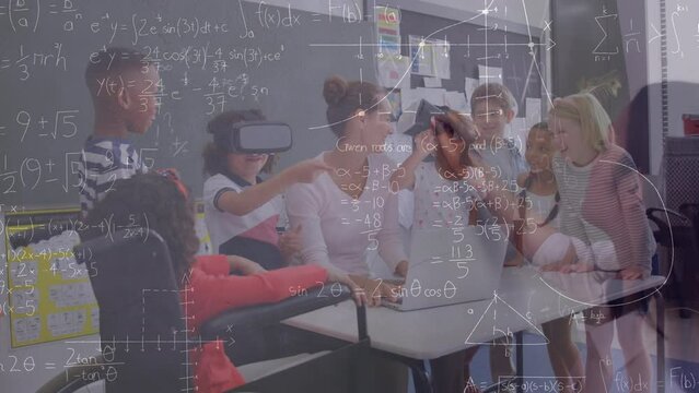 Animation of mathematical equations over diverse schoolchildren using vr headset