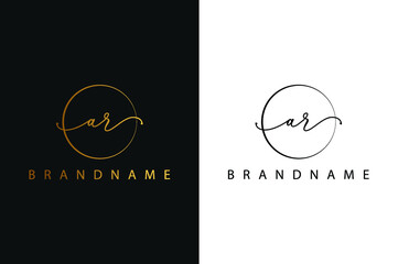 A R AR hand drawn logo of initial signature, fashion, jewelry, photography, boutique, script, wedding, floral and botanical creative vector logo template for any company or business.
