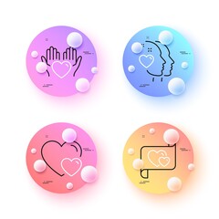 Love letter, Hearts and Hold heart minimal line icons. 3d spheres or balls buttons. Heart icons. For web, application, printing. Romantic relationships, Care love. Love letter line icon banner. Vector