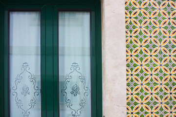 Fragment of historic old beautiful building in Old Town in Aveiro, Portugal	
