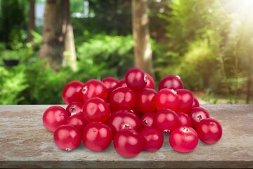 Tasty fresh red berry on the desk