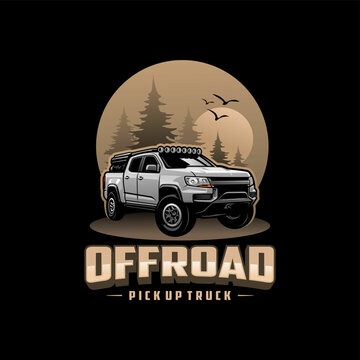 Off road pick up truck illustration logo vector