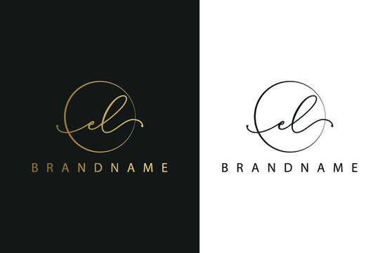 E L EL hand drawn logo of initial signature, fashion, jewelry, photography, boutique, script, wedding, floral and botanical creative vector logo template for any company or business.