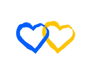 Flag of Ukraine in the shape of a heart. Vector illustration