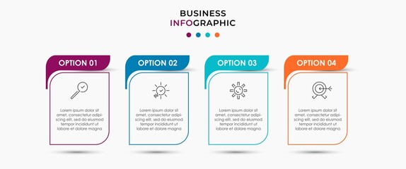Vector Infographic label design business template with icons and 4 options or steps. Can be used for process diagram, presentations, workflow layout, banner, flow chart, info graph