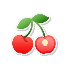 Cherry sticker icon, Vector, Illustration.