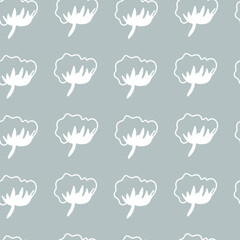 Vector seamless pattern Christmas botanicals in white line on gray background.Repeating,floral print  in a minimalist style.Designs for textiles,wrapping paper,fabric,packaging.