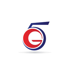 5G network logo. Logo network 5G connection. Number 5 and G letter.