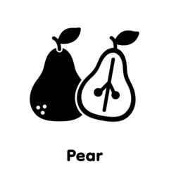Pear glyph icon, Vector, Illustration.