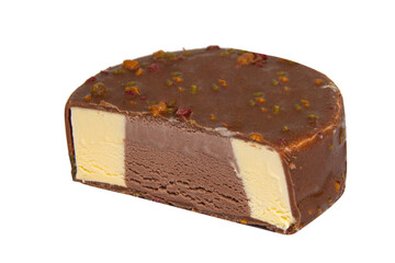 Chocolate round circle icecream isolated on the white background