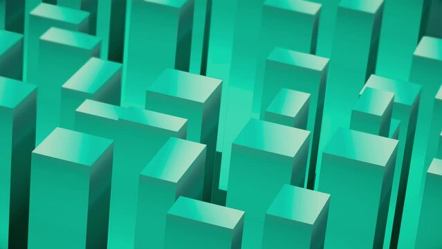 Abstract 3d isometric block cube light blue background. Concept of industry, blockchain, sonstruction, sci-fi, build, virtual reality.