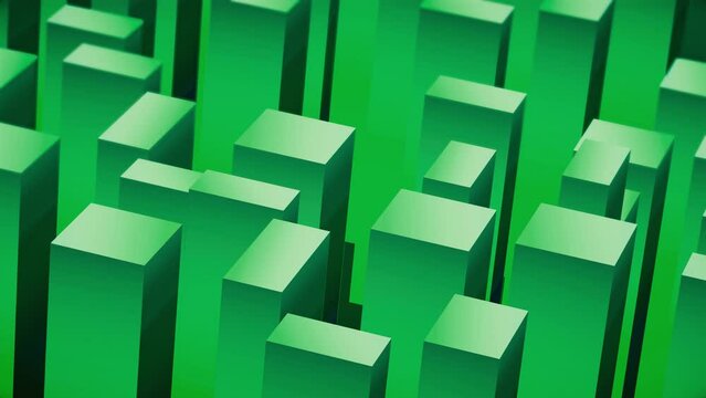 Abstract 3d isometric block cube green background. Concept of industry, blockchain, sonstruction, sci-fi, build, virtual reality.