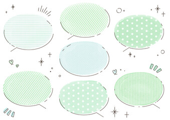 水彩の柄吹き出し　緑色Ver