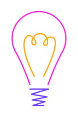 Linear icon of a light bulb symbolizing the emergence of an idea